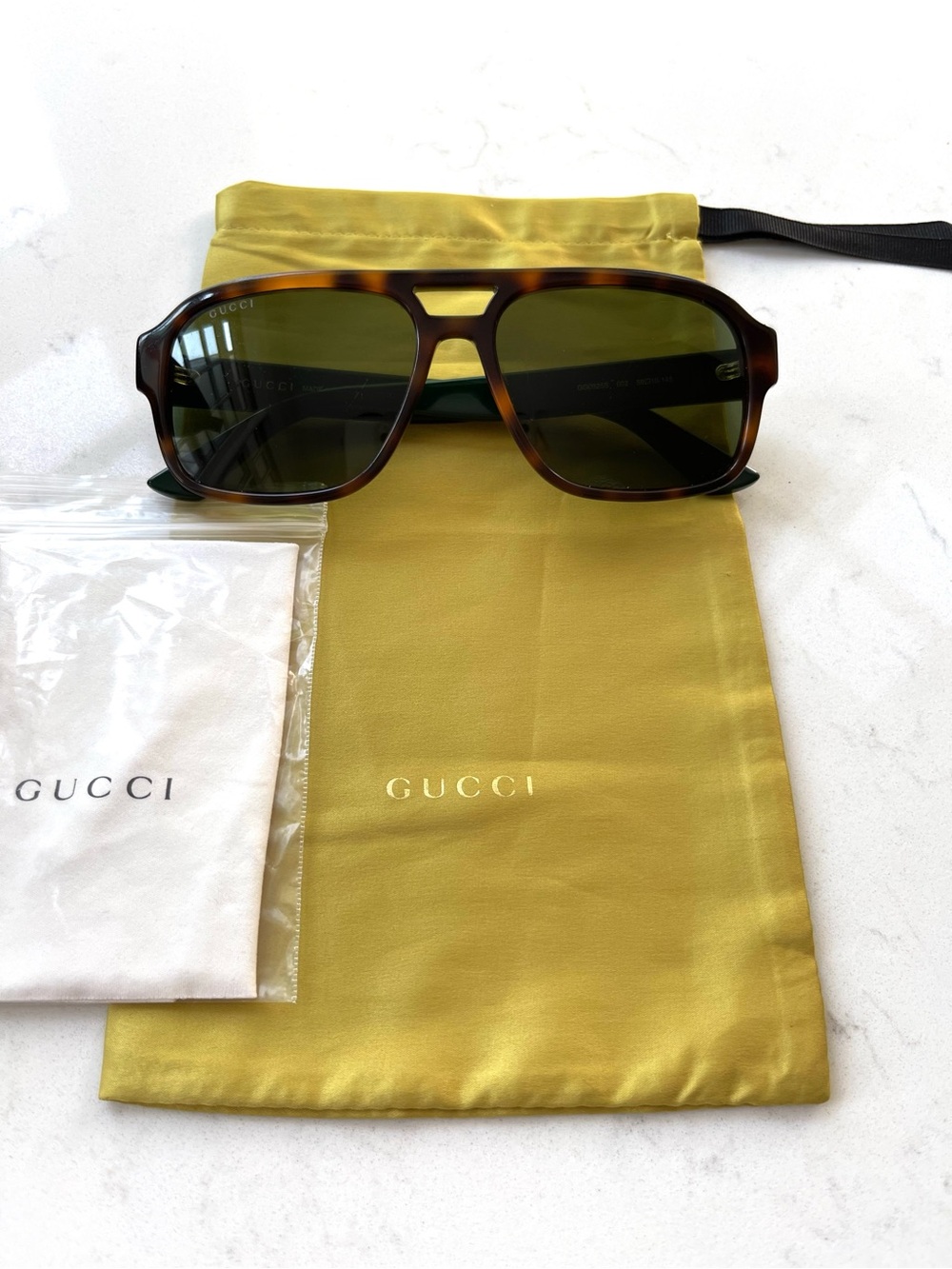 Gucci GG0925S 002 Havana/Green Aviator Sunglasses